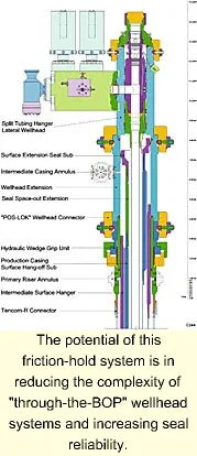 Wellhead String Casing, tubing strings locked into wellhead with friction grip device ...