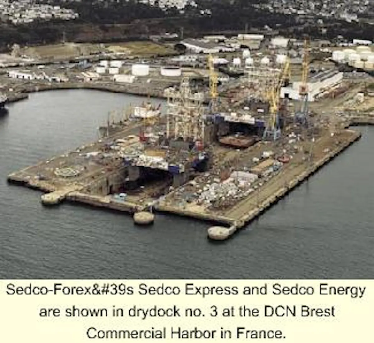 Sedco Express Riser Rack Back Drilling unit's engines, mud tanks moved into pontoons to boost ...