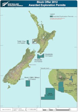 New Zealand exploration permit awards areas New Zealand exploration permit awards areas