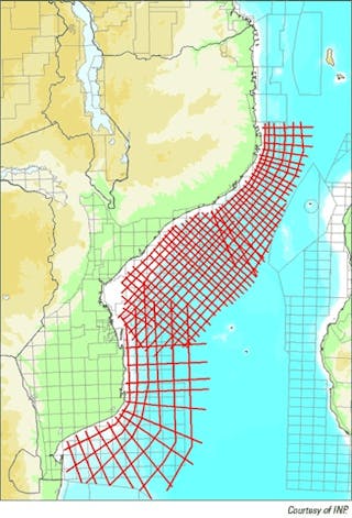 WesternGeco seismic track offshore Mozambique