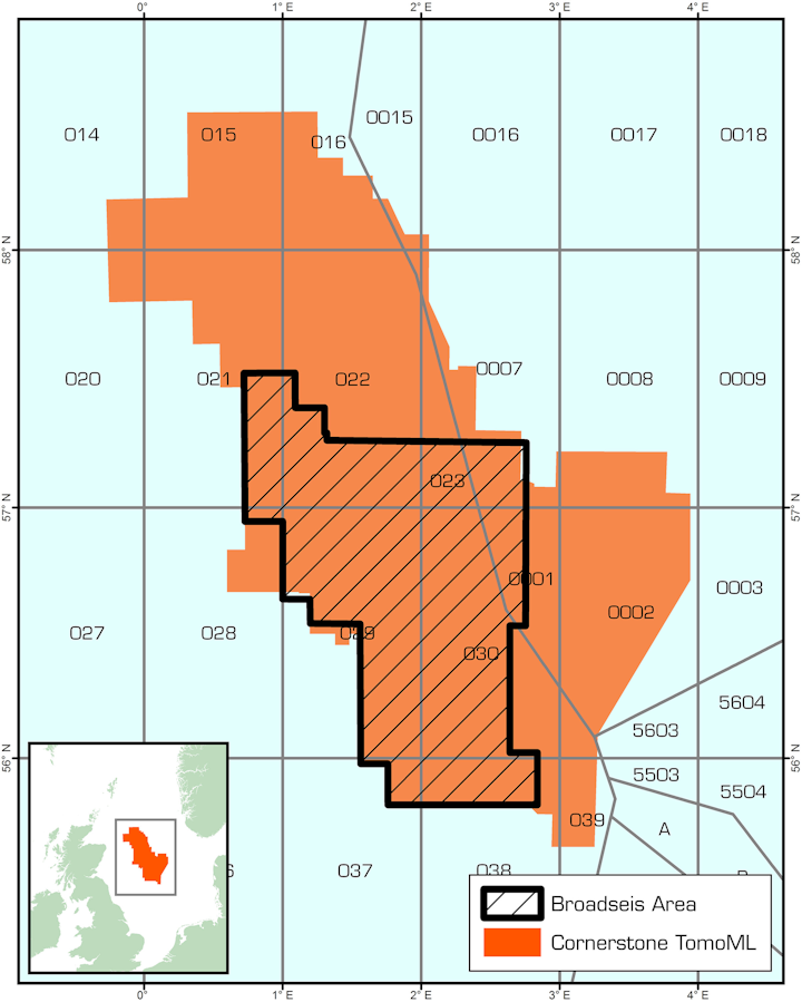Map showing the different phases of CGG's Cornerstone data library. (Courtesy CGG)