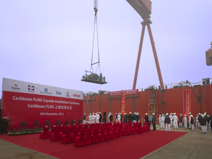 Caribbean FLNG topsides installation