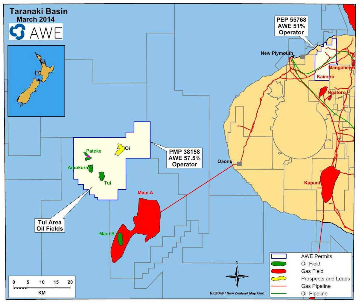 The Pateke-4H well is located in the Taranaki basin offshore New Zealand.