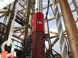 CIS drives a conductor into the seabed as part of the Cendor field development. CIS drives a conductor into the seabed as part of the Cendor field development.