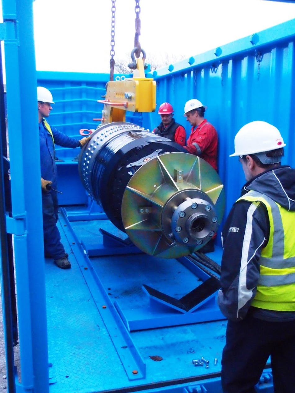 Pipeline recovery tool being loaded into the Suretank container