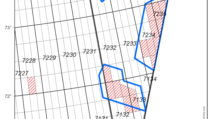 WesternGeco and PGS seismic acquisition area in southeastern Barents Sea