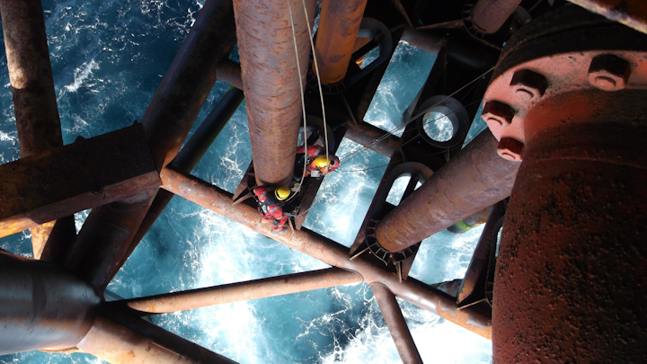 CAN inspectors carry out close visual and ultrasonic inspections as part of a conductor survey.