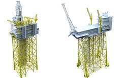 Johan Sverdrup drilling platform and riser platform illustration