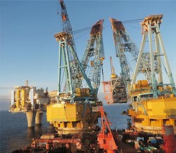The compressor module was lifted into place by Saipem 7000, one of the world's largest heavy lift vessels. The compressor module was lifted into place by Saipem 7000, one of the world's largest heavy lift vessels.