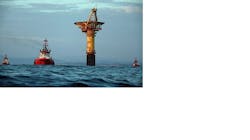 A new loading buoy is towed to its Gullfaks destination. A new loading buoy is towed to its Gullfaks destination.
