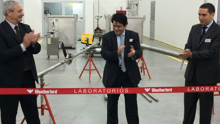 A ribbon-cutting ceremony marks the opening of Weatherford's new lab facility in Bogotá, Colombia.