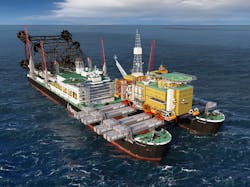 The Pieter Schelte is to be completed in the port of Rotterdam.