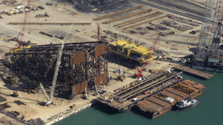 McDermott delivers Ayatsil-B drilling platform to PEMEX from its Altamira fabrication yard. (Photo: McDermott International Inc.)