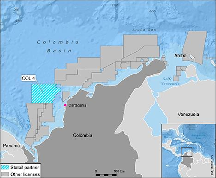 Statoil has been awarded interest in the COL4 license offshore Colombia.