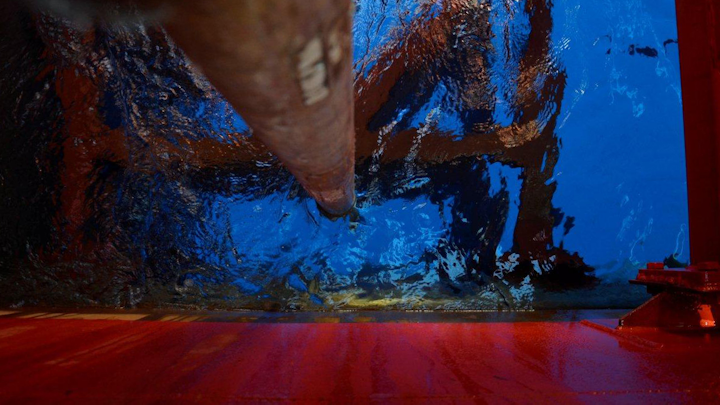 On the TDW job in the Gulf of Mexico, this image is looking down the riser from the platform.
