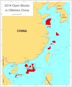 Exploration blocks offered offshore China