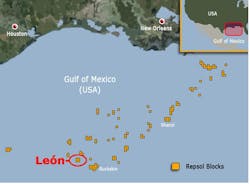 Repsol's new discovery is in the US Gulf of Mexico in the ultra-deepwater León well. Repsol's new discovery is in the US Gulf of Mexico in the ultra-deepwater León well.