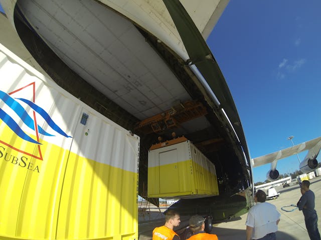 Delta SubSea mobilizes an entire ROV system on an Antonov An-124 Ruslan airplane.