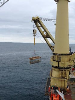 Jumbo’s Fairplayer installs new MEG riser offshore South Africa. Jumbo’s Fairplayer installs new MEG riser offshore South Africa.