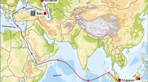 Singapore to Baku route
