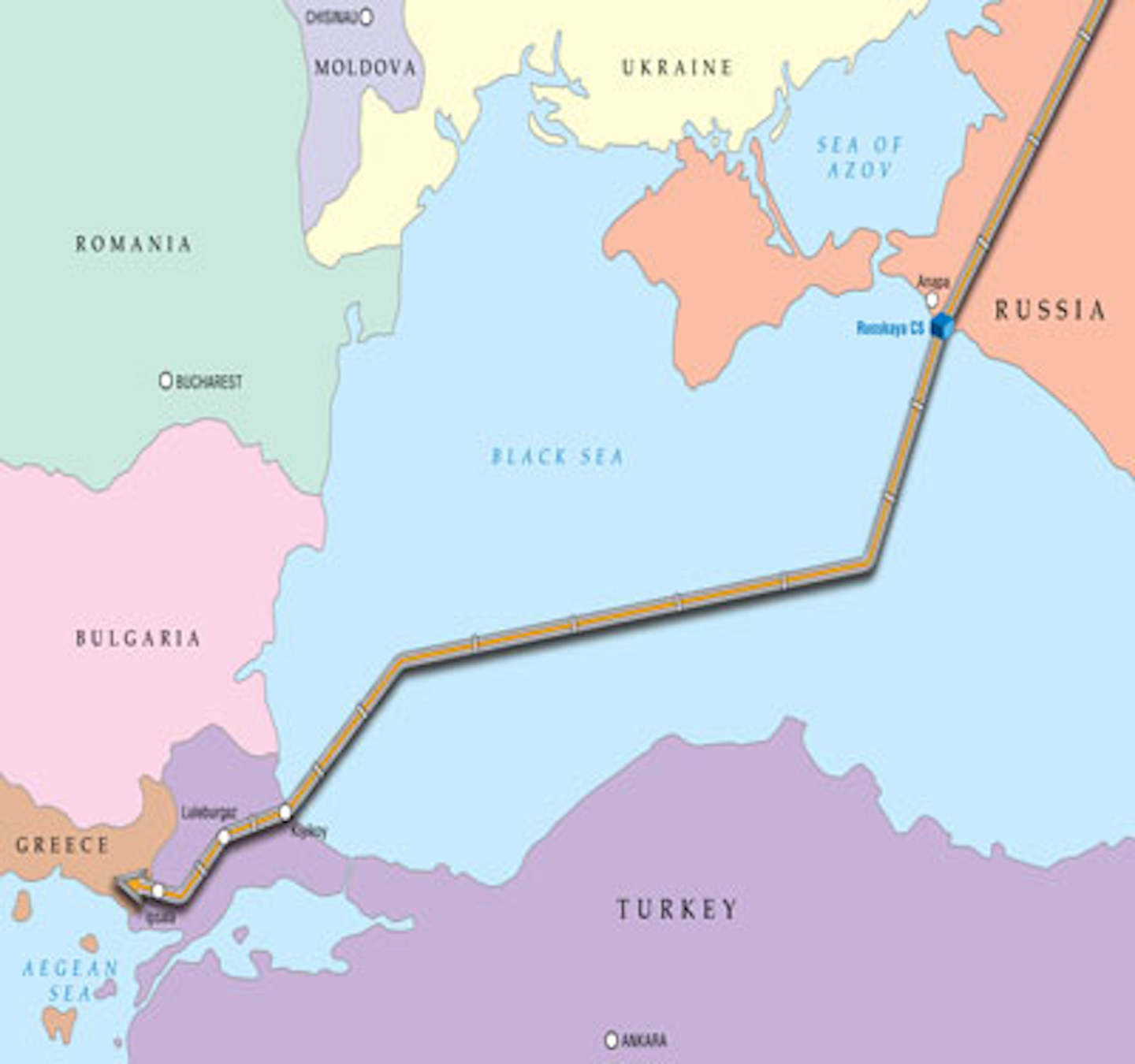 Турецкий поток на карте европы крупным планом