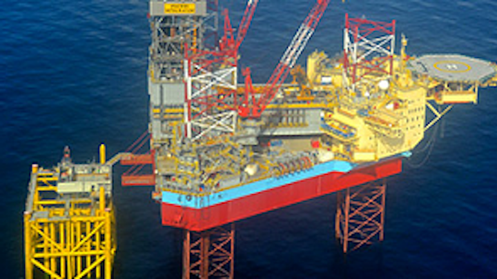 The Maersk Integrator drilling rig on the Gina Krog field in the North Sea.