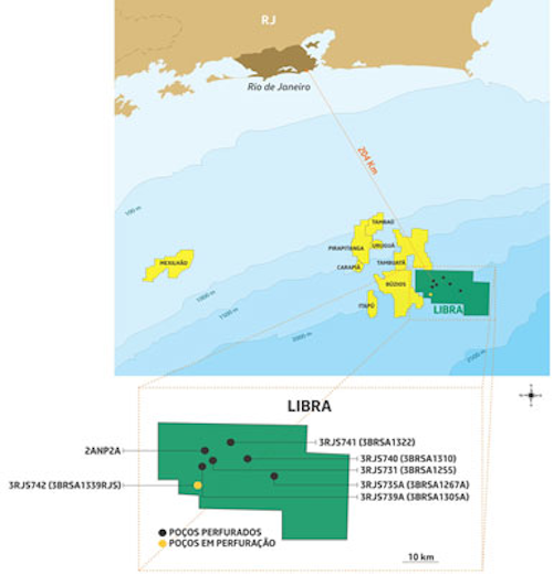 Libra block in the presalt Santos basin offshore Brazil