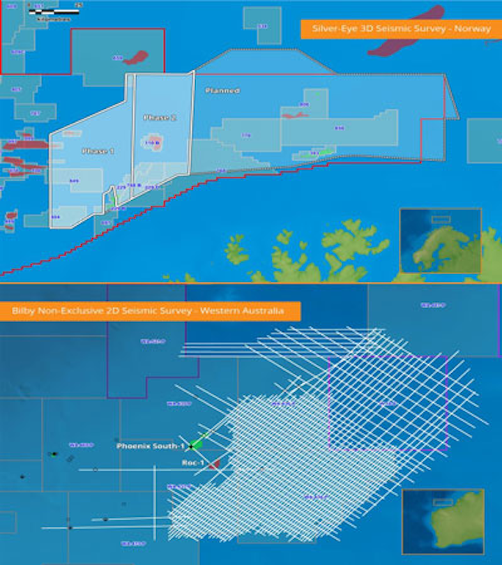Frontier seismic surveys offshore Norway and Australia