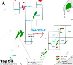 WA-320-P permit in the Barrow sub-basin of the northern Carnarvon basin offshore Western Australia
