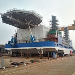 Self-elevating liftboat at the Dajin Heavy Industries yard