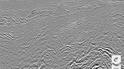 Final Kirchhoff PreSDM image showing a deep presalt half-graben with sediments