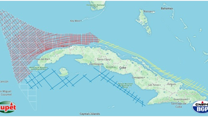 2D multi-client survey offshore Cuba