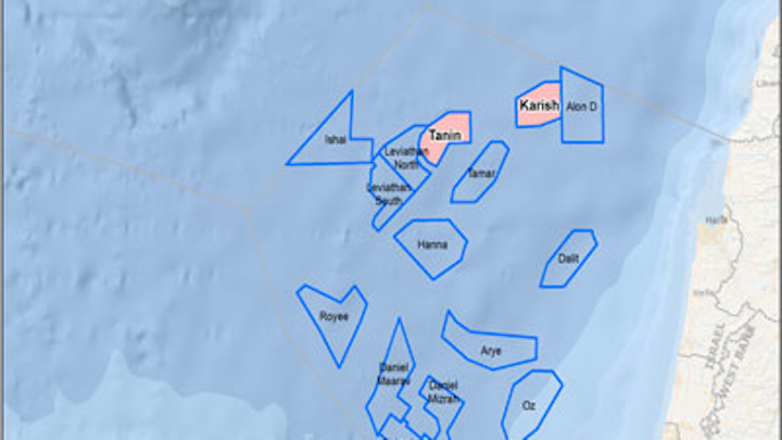 Karish and Tanin natural gas fields offshore Israel