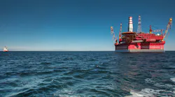 Prirazlomnaya platform at the Prirazlomnoye oil field offshore northern Russia