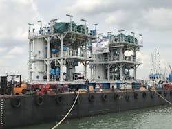 Minox Technology has delivered two water deaeration skids to Total’s Egina FPSO Minox Technology has delivered two water deaeration skids to Total’s Egina FPSO