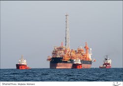 FPSO Cyrus at the oil layer of the South Pars gas field in the Persian Gulf FPSO Cyrus at the oil layer of the South Pars gas field in the Persian Gulf