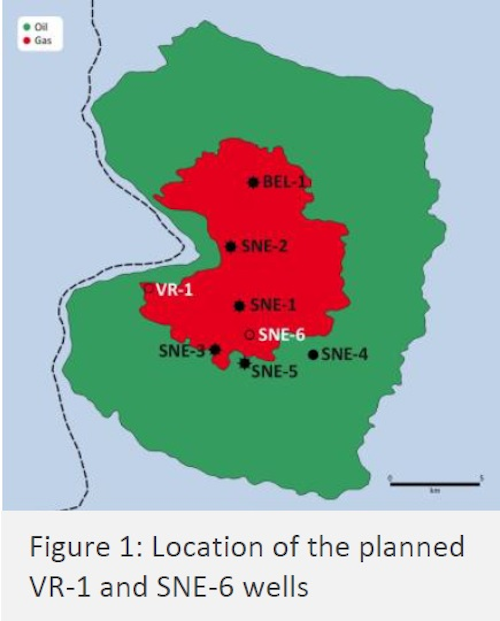 SNE oil field and appraisal well locations offshore Senegal