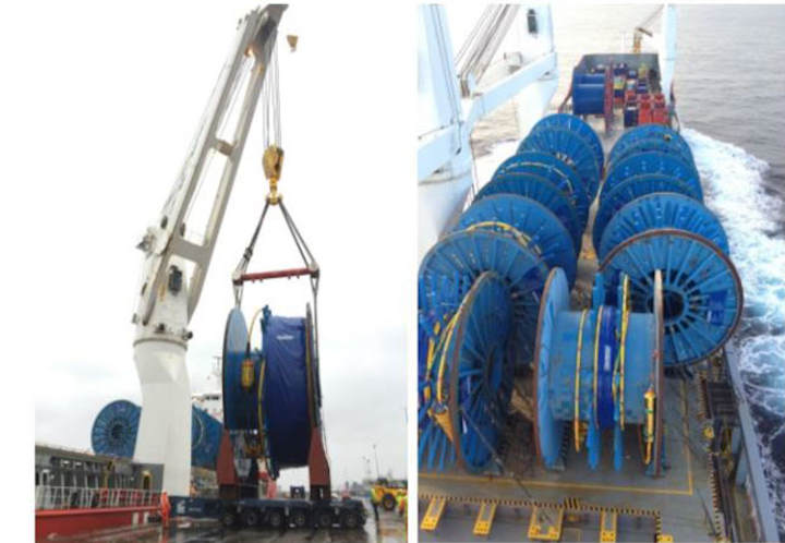 The HHL Richards Bay delivering reels for the Jangkrik Complex projects