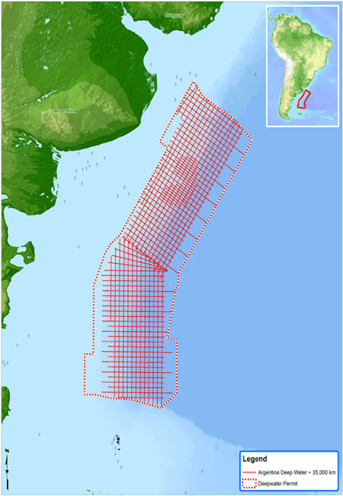 Spectrum multi-client 2D seismic survey offshore Argentina