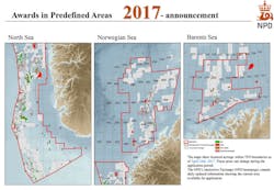 Norway awards in predefined areas