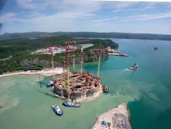 Hebron gravity-based structure at the Bull Arm fabrication yard Hebron gravity-based structure at the Bull Arm fabrication yard