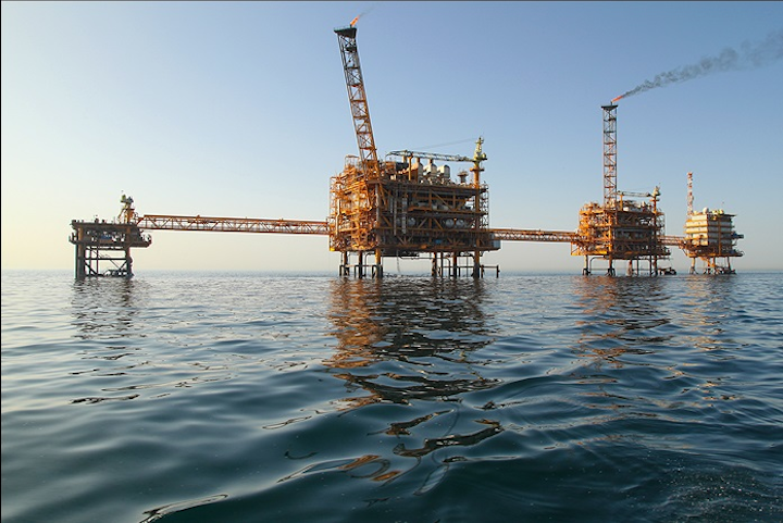 Platforms 22, 24A, and 24B at the South Pars gas field