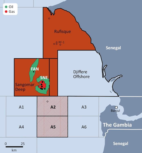 Blocks A2 and A5 offshore The Gambia