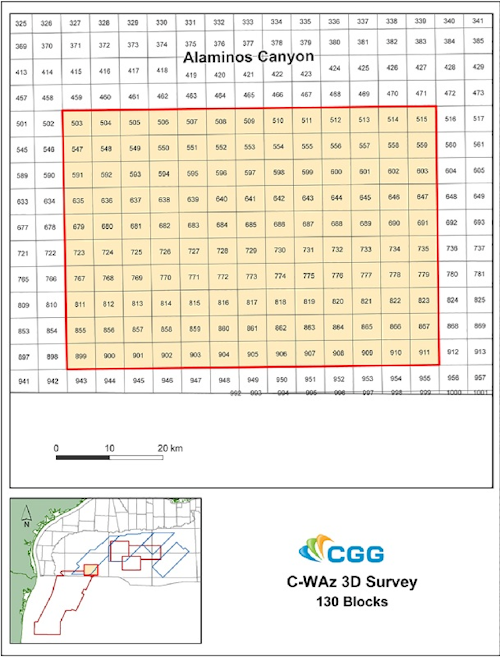 CGG’s AC CWAz survey in southern Alaminos Canyon in the Gulf of Mexico