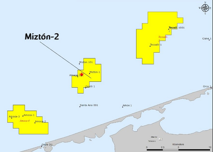 Miztón-2 in Contractual Area 1 in the shallow waters of the Campeche Bay offshore Mexico