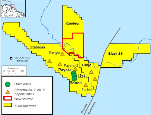 ExxonMobil's discoveries and prospects offshore Guyana