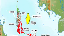 The Apsara oil field in block A in the Gulf of Thailand offshore Cambodia