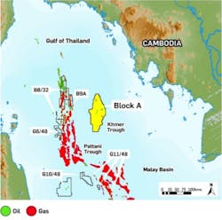 The Apsara oil field in block A in the Gulf of Thailand offshore Cambodia