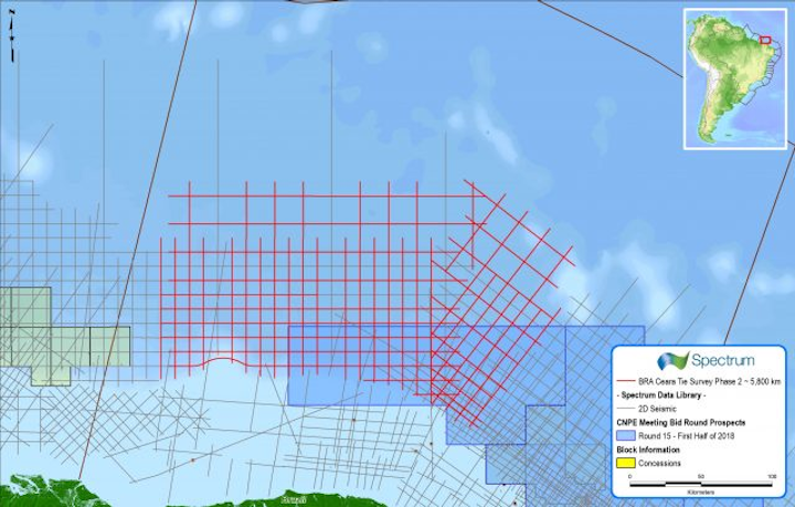 multi-client 2D seismic survey over the Ceara basin offshore northern Brazil
