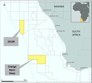 Block 2913B offshore Namibia and Orange basin deep technical cooperation permit offshore South Africa